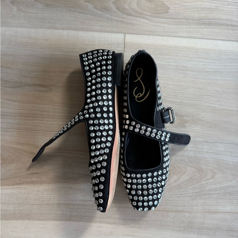 Sam Edelman Black Flats with Silver Studs - Picture 2 of 4